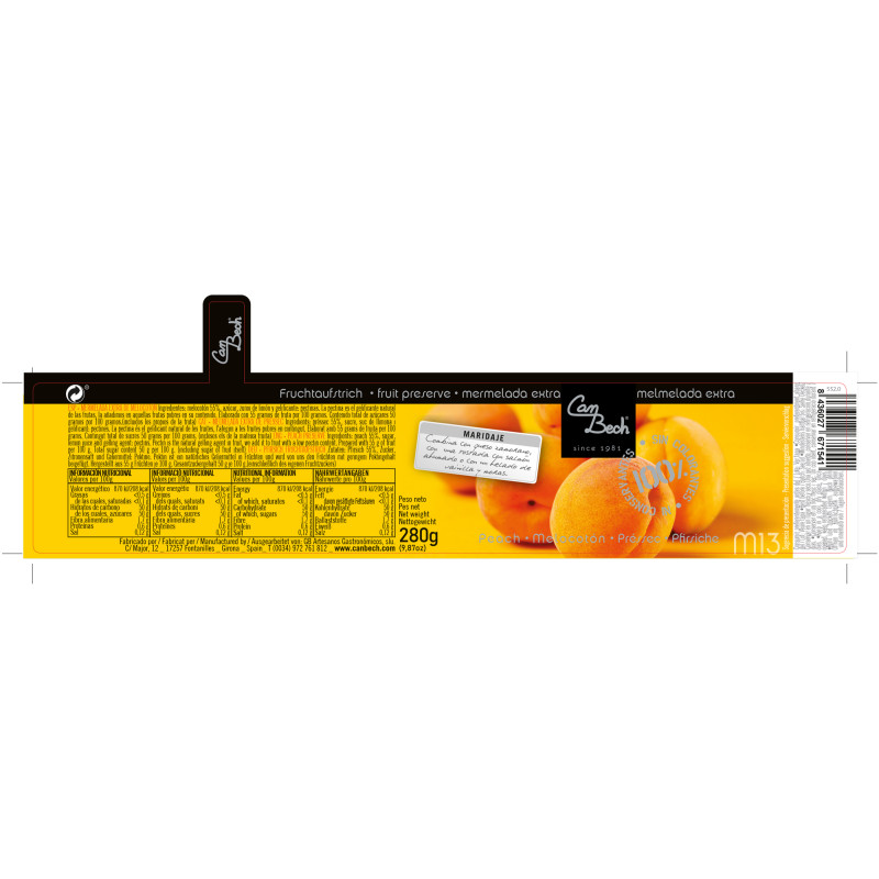 MERMELADA DE MELOCOTÓN DE VIÑA BOTE 6/280gr